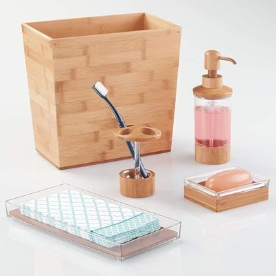 Приемлемый логотип 10.5 x 5.75 x 10 дюймов натуральное дерево отделка бамбук корзины отходов