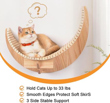 Основной материал Сосновое дерево Деревянная лунная полка для кошек и скаты для кошек Стенные полки Мебель