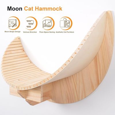 Основной материал Сосновое дерево Деревянная лунная полка для кошек и скаты для кошек Стенные полки Мебель