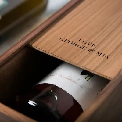 Шелковый экран печатный сосновый вино Шампанское коробка для помолвки и свадьбы 35x11x11 см