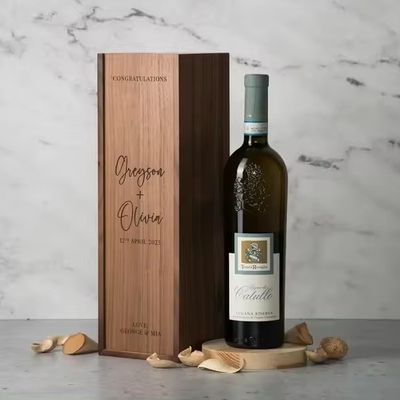 Шелковый экран печатный сосновый вино Шампанское коробка для помолвки и свадьбы 35x11x11 см