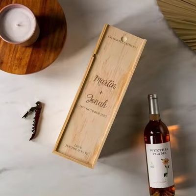 Шелковый экран печатный сосновый вино Шампанское коробка для помолвки и свадьбы 35x11x11 см