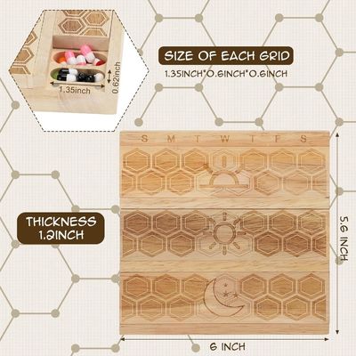 Компактный деревянный недельный организатор таблеток держатель ежедневный диспенсер таблеток сортировщик таблеток контейнеры