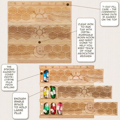 Компактный деревянный недельный организатор таблеток держатель ежедневный диспенсер таблеток сортировщик таблеток контейнеры