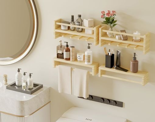 Деревянные крюки Книжная полка Настенные полки из натурального дерева для хранения детского декора