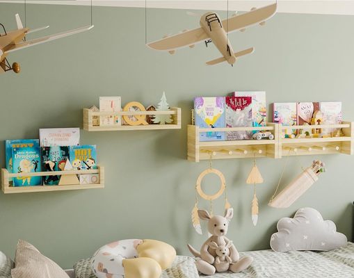 Деревянные крюки Книжная полка Настенные полки из натурального дерева для хранения детского декора