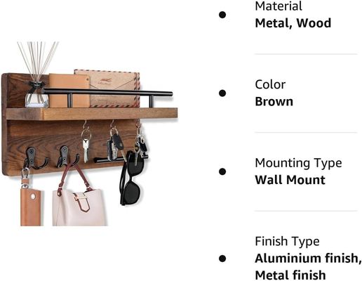 Стены Деревянный ключевой шкаф с 4 двойными крючками