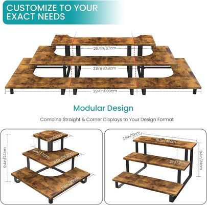 Всесезонный деревянный триступенчатый дисплейный стенд бамбуковый прямой дисплейный стеллаж для розничной торговли