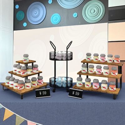 Всесезонный деревянный триступенчатый дисплейный стенд бамбуковый прямой дисплейный стеллаж для розничной торговли