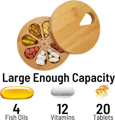 202405 Деревянный ежедневный еженедельный путешественный организатор таблеток и держатель таблеток