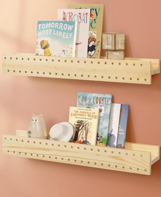 Настенная книжная полка из натурального дерева