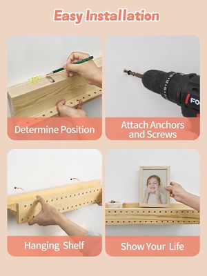 Настенная книжная полка из натурального дерева