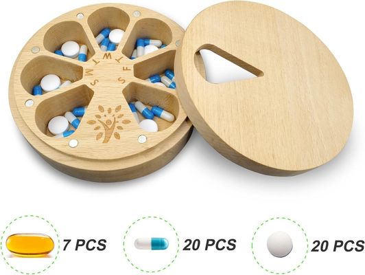 Настраиваемый держатель таблеток на 7 дней деревянный организатор недельных таблеток для лекарств и витаминов