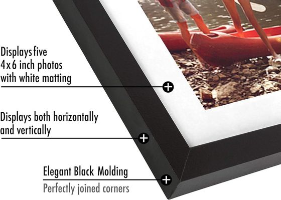 8X24 4X6 Черная деревянная фоторамка с устойчивым к трещинам стеклом
