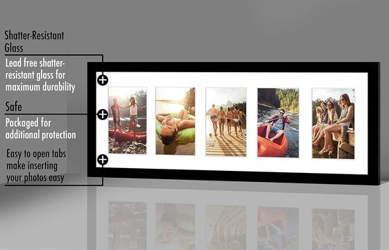 8X24 4X6 Черная деревянная фоторамка с устойчивым к трещинам стеклом