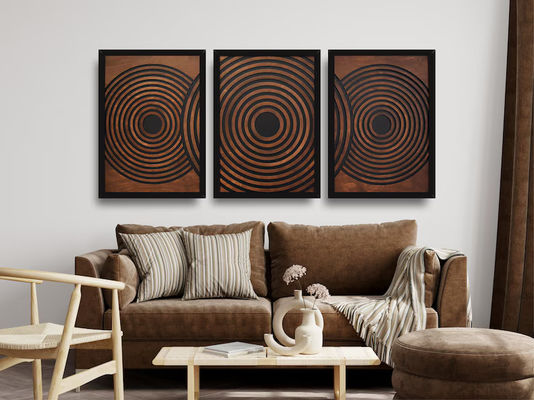 Супермаркет должен иметь набор из 3 больших текстурированных геометрических деревянных стеновых панелей