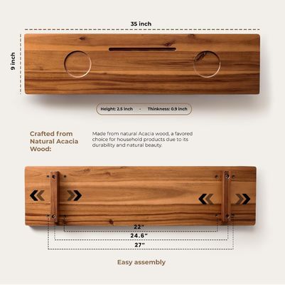 Устойчивая купальница Caddy Tray Противоскатывающая большая купальница для деревянных принадлежностей