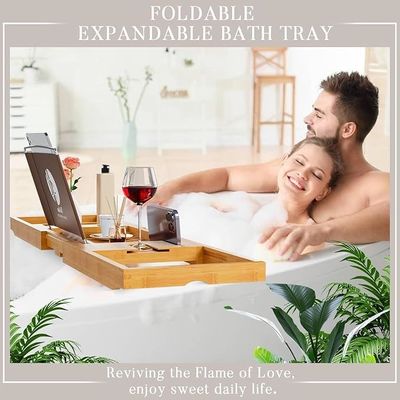 Расширяемая деревянная ванная тарелка с книгой и телефонным держателем