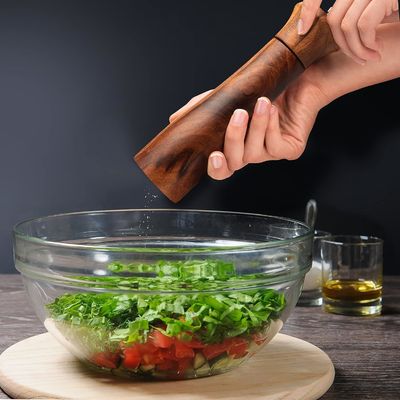 Комплект из 2 8 "Акациевых деревянных солевых и перцовых мельниц с регулируемым керамическим механизмом измельчения