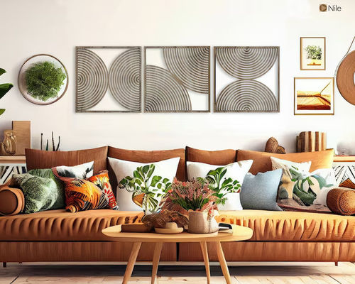 Набор из 3 подарок для дома Большой деревянный настенный рисунок с современным стилем середины века и пользовательским логотипом