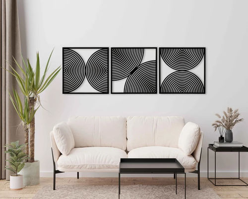 Набор из 3 подарок для дома Большой деревянный настенный рисунок с современным стилем середины века и пользовательским логотипом