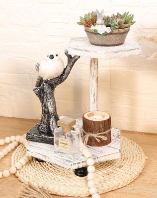 2-уровневый шестиугольный деревянный дисплейный подъемник Белый фармхаус для кухни и ванной комнаты