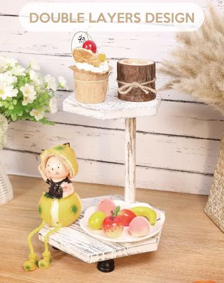 2-уровневый шестиугольный деревянный дисплейный подъемник Белый фармхаус для кухни и ванной комнаты