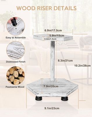 2-уровневый шестиугольный деревянный дисплейный подъемник Белый фармхаус для кухни и ванной комнаты