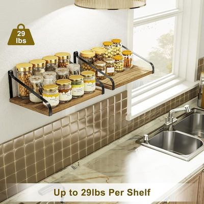 Современный набор из 2 углеродистых черных больших хранилищ L16.5 X W12 дюймов Рустические деревянные стены плавучие полки