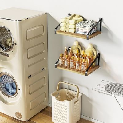 Современный набор из 2 углеродистых черных больших хранилищ L16.5 X W12 дюймов Рустические деревянные стены плавучие полки