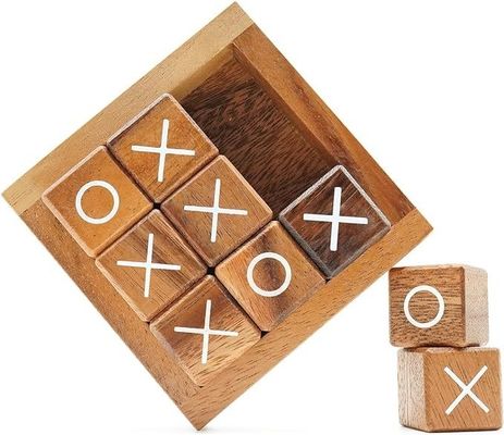 Ручно сделанный 4 дюймовый деревянный кофейный стол Tic Tac Toe для украшения стола и гостиной