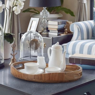 На заказ размер 17"x13" Деревянный круглый декоративный поднос для гостиной печать лазерная гравировка