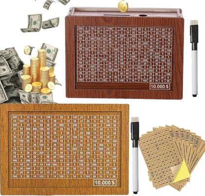 Экологическая коробка сбережений TIMBER Деревянный денежный сберегатель с целью и цифрами