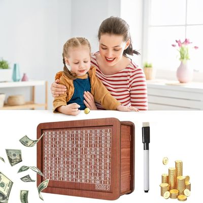 Экологическая коробка сбережений TIMBER Деревянный денежный сберегатель с целью и цифрами