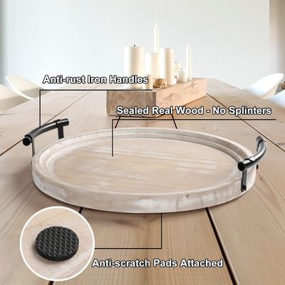 Древесная круглая поднос в простом цвете для современной кухни