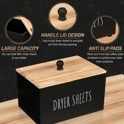 Подарочный ремесло Черный деревянный контейнер прямоугольник современный экономный листы диспенсер