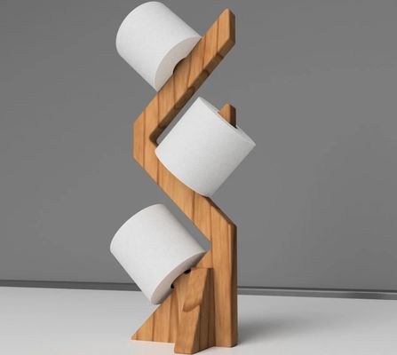 Двухуровневая деревянная полка для стильного и функционального свободно стоящего держателя туалетной бумаги