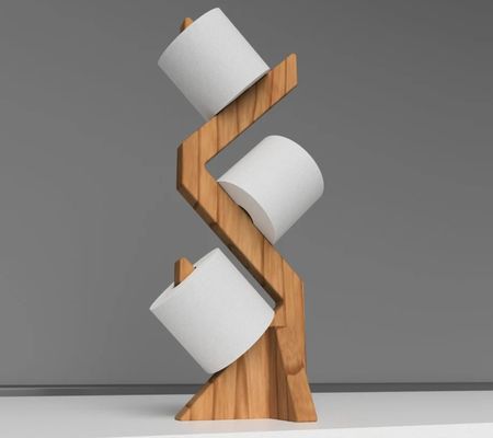 Двухуровневая деревянная полка для стильного и функционального свободно стоящего держателя туалетной бумаги