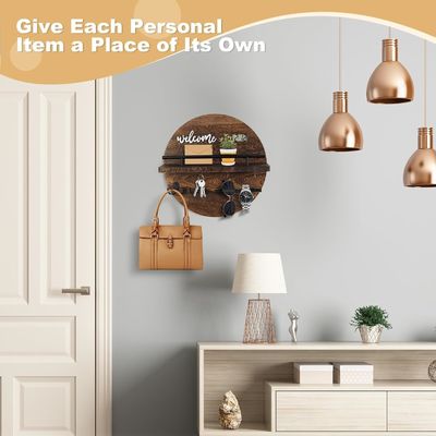 Круглый деревянный ключ и почтовый держатель Организатор для входа в коридор