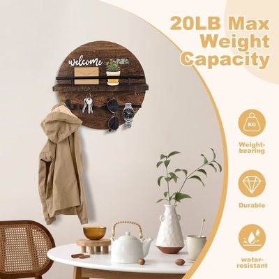 Круглый деревянный ключ и почтовый держатель Организатор для входа в коридор