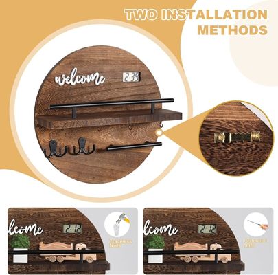 Круглый деревянный ключ и почтовый держатель Организатор для входа в коридор