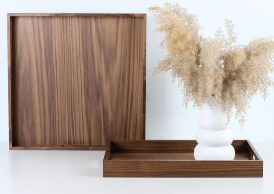 Настраиваемый логотип Ореховый деревянный поднос Домашнее украшение Поднос для подачи пищи с ручками