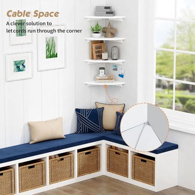 Настройка гостиной на заказ набор из 4 угловых круглых белых плавучих книжных полок для стены