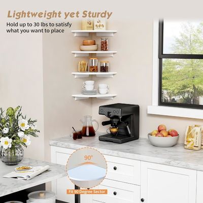 Настройка гостиной на заказ набор из 4 угловых круглых белых плавучих книжных полок для стены