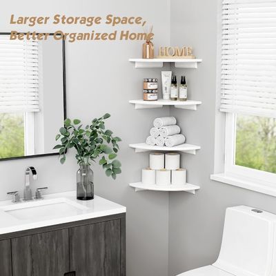 Настройка гостиной на заказ набор из 4 угловых круглых белых плавучих книжных полок для стены