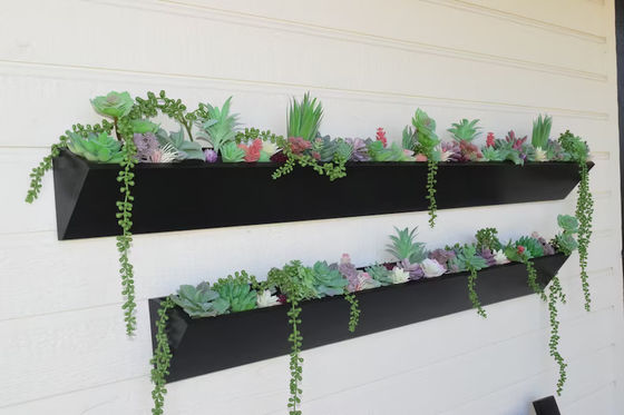 Длинный квадратный деревянный настенный плантатор для современного суккулентного дисплея в внутреннем наружном саду