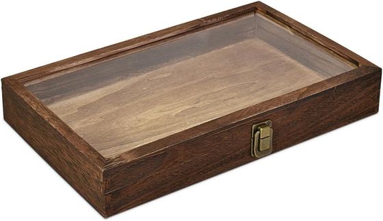 Четырехугольная деревянная ювелирная поднос с светодиодом для настройки натурального дерева ювелирных украшений держателя коробки