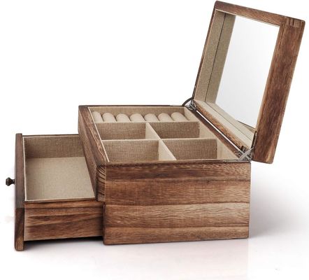 Оригинальный логотип Ом деревянная ювелирная коробка с зеркальным кольцом подарок