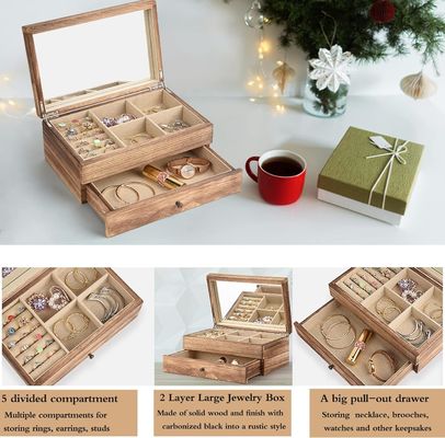 Оригинальный логотип Ом деревянная ювелирная коробка с зеркальным кольцом подарок