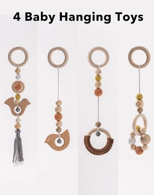 2407Frame Activity Gym Висячий бар Детские игрушки Деревянный детский спортзал с 4 игрушками в вашем цвете